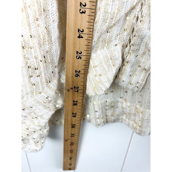Soft Surroundings NWT Soft Cream & Gold Glamour Open Topper Cardigan Sequins S - Picture 6 of 10